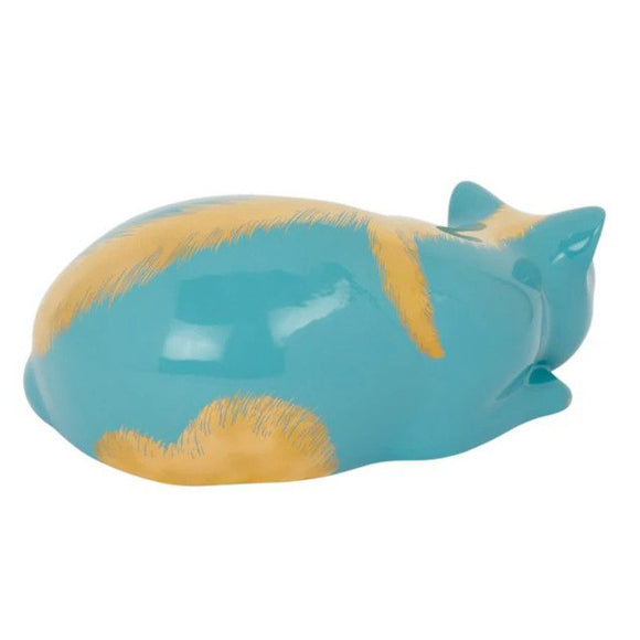 Fornasetti ceramic Cat Stripes-Striato gold on Turquoise - Milk Concept Boutique