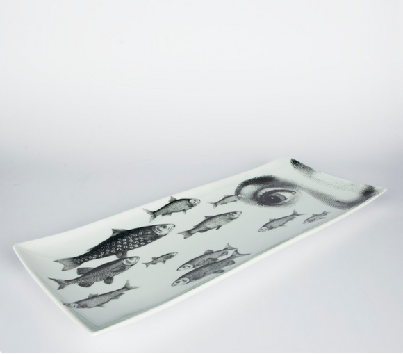 Fornasetti Rectangular Ceramic Tray T&V  n°392 Black/White - Milk Concept Boutique