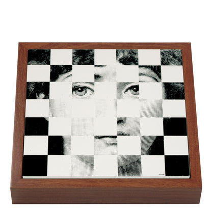 Fornasetti Chess board Viso briarwood black/white - Milk Concept Boutique