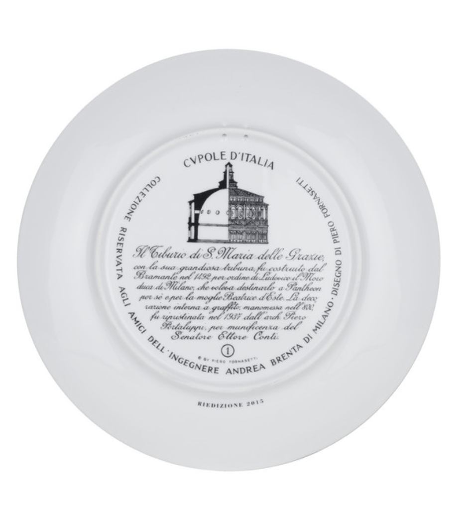 Fornasetti Wall Plate Cupola Tiburio di S. Maria delle Grazie (Milano) black/white/gold - Milk Concept Boutique