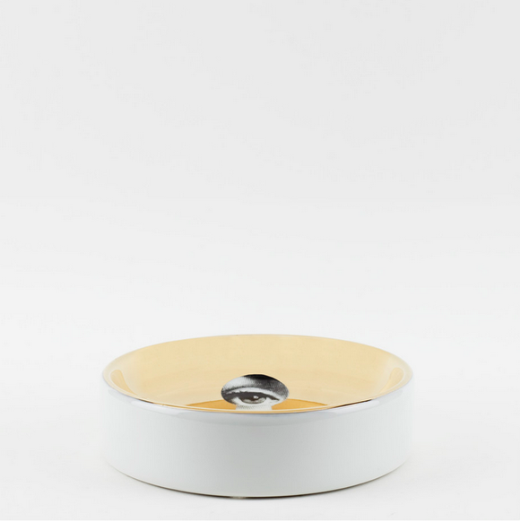Fornasetti Round ashtray Tema e Variazioni n°14 black/white/gold - Milk Concept Boutique