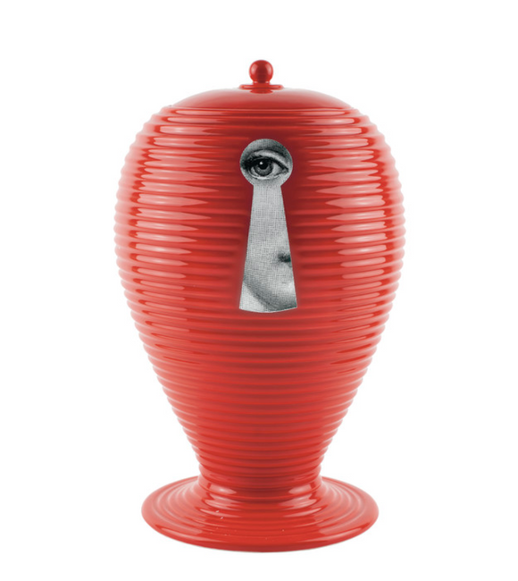 Fornasetti Vase Rigato serratura black/white on red - Milk Concept Boutique