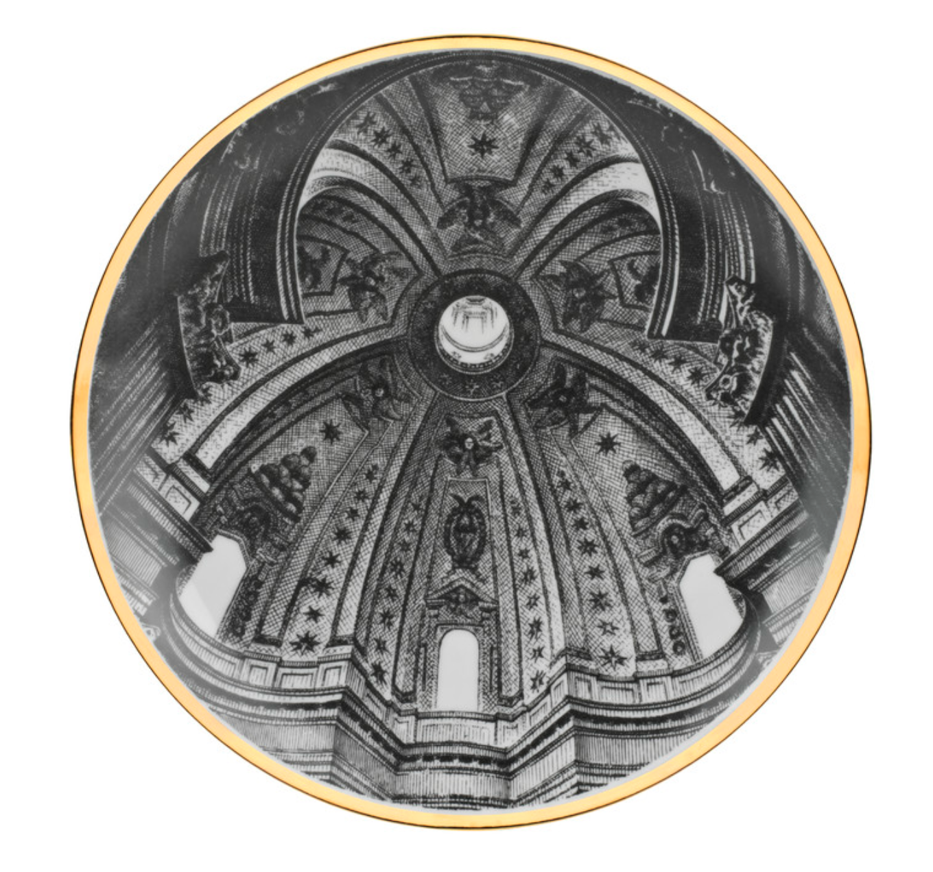 Fornasetti Wall Plate Cupola S.Ivo Sapienza (Roma) black/white/gold - Milk Concept Boutique