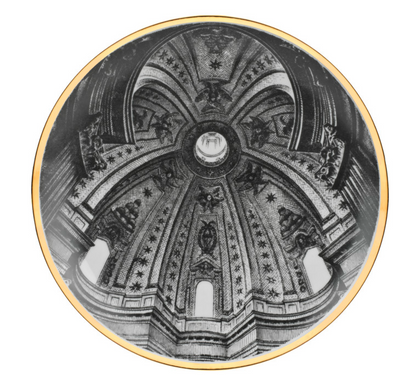 Fornasetti Wall Plate Cupola S.Ivo Sapienza (Roma) black/white/gold - Milk Concept Boutique