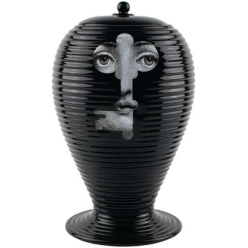Fornasetti Vase Rigato serratura black/white on black - Milk Concept Boutique